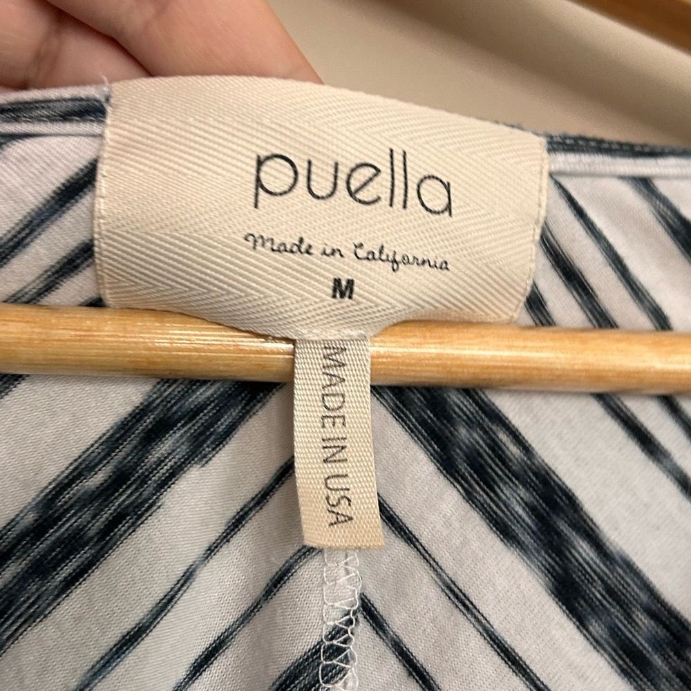 Anthropologie Puella White Stripe V-Neck Casual Shirt Size Medium - Picture 3 of 6
